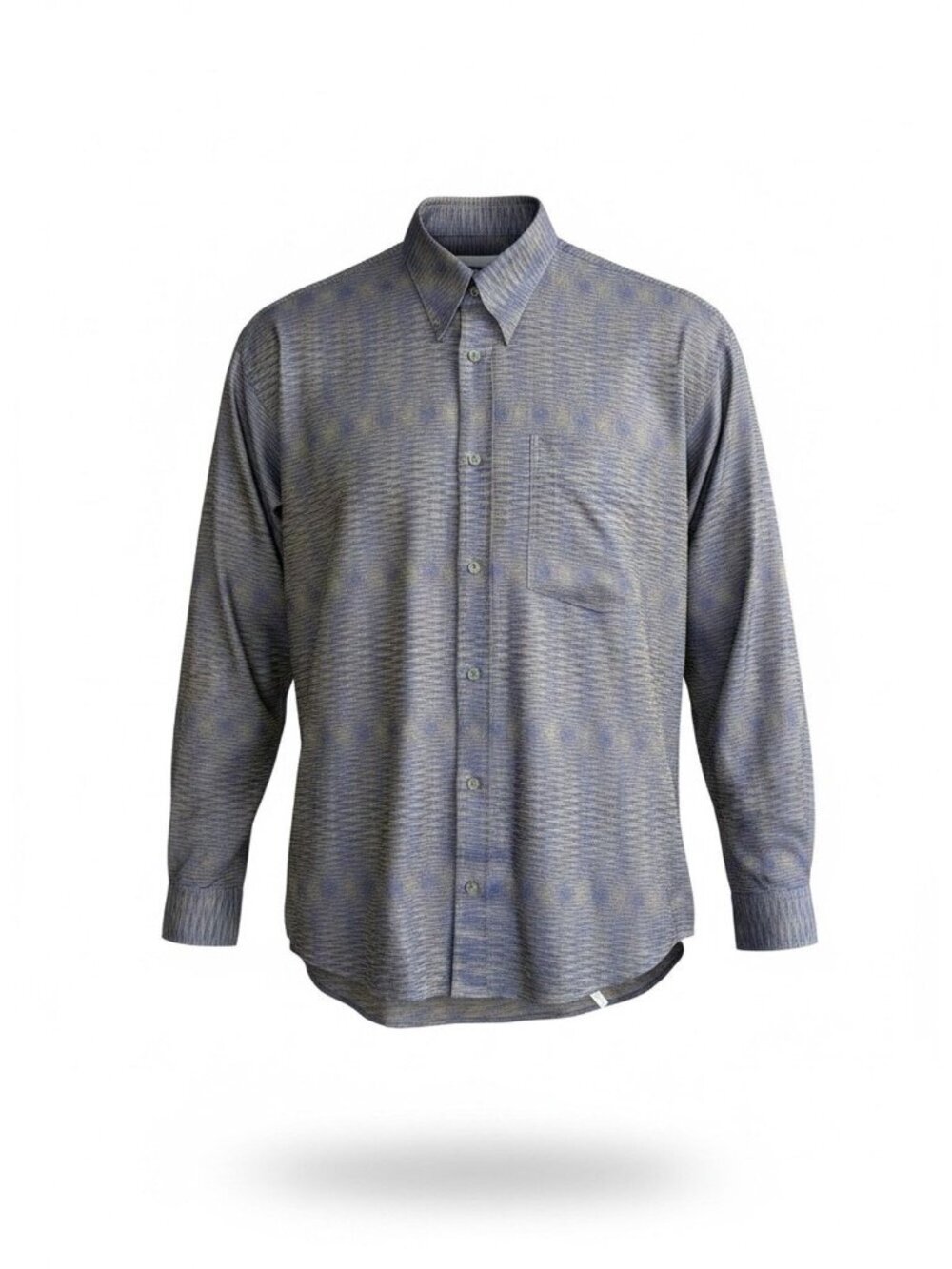 Jhane Barnes Japanese Woven Shirt Purple Gold Op Art Illusion Size Medium